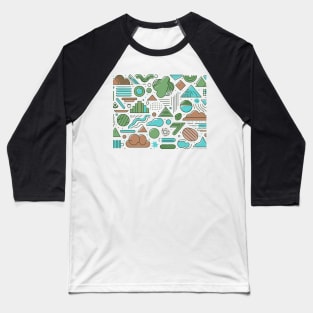 Colorful 80s Retro Geometric Pattern Baseball T-Shirt